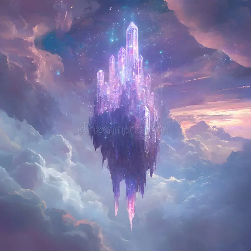 买马网站紫色水晶城堡漂浮在梦幻天空